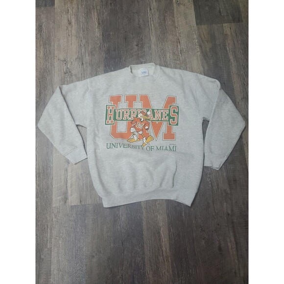 Tultex Other - Vintage University Of Miami Hurricanes Gray Crewneck Sweatshirt Size L Tultex